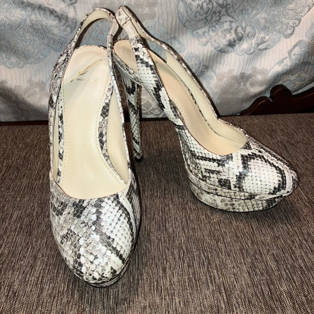 Brian Atwood Platform Heels Python / Snakeskin - … - image 1